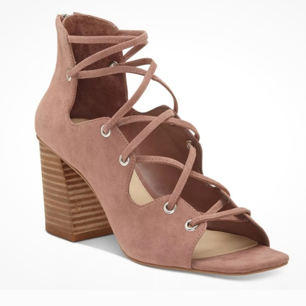 New Vince Camuto Nahara Dusty Pink Rose Gladiator Lace Up Sandals Heels